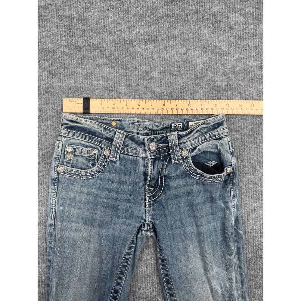 Miss Me Bootcut Jeans Women's 25 JW6207B Blue Embellished Flap Pocket Denim - Picture 8 of 16